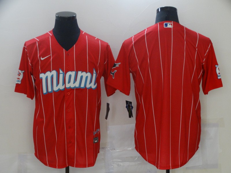 Men's Miami Marlins Red City Connect Blank Jersey